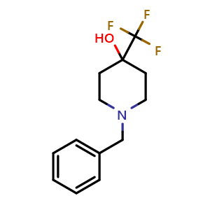 Chemical structure of 1-benzyl-4-(trifluoromethyl)piperidin-4-ol , CAS 373603-70-4, AChemBlock AD295302
