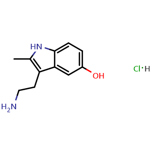 Chemical structure of 2-methyl-5-hydroxytryptamine hydrochloride , CAS 845861-49-6, AChemBlock AD295304