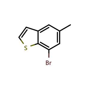 Chemical structure of 7-bromo-5-methylbenzo[b]thiophene , CAS 19076-19-8, AChemBlock AD295311