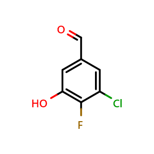 Chemical structure of 3-chloro-4-fluoro-5-hydroxybenzaldehyde , CAS 1782416-90-3, AChemBlock AD295316