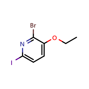Chemical structure of 2-bromo-3-ethoxy-6-iodopyridine , CAS 1569087-20-2, AChemBlock AD295319
