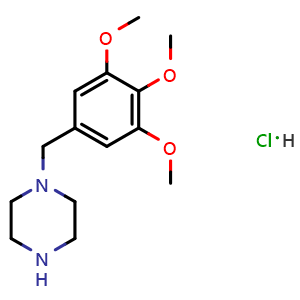 Chemical structure of 1-(3,4,5-trimethoxybenzyl)piperazine hydrochloride , CAS 1173023-60-3, AChemBlock AD295320