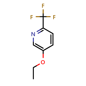 Chemical structure of 5-ethoxy-2-(trifluoromethyl)pyridine , CAS 2918946-61-7, AChemBlock AD295323