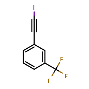Chemical structure of 1-(2-Iodoethynyl)-3-(trifluoromethyl)benzene , CAS 33675-55-7, AChemBlock AD295328