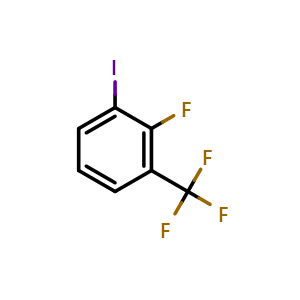 Chemical structure of 2-fluoro-1-iodo-3-(trifluoromethyl)benzene , CAS 1416708-03-6, AChemBlock AD295332