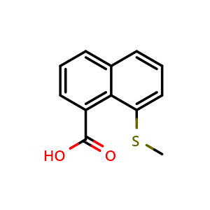 Chemical structure of 8-(methylthio)-1-naphthoic acid , CAS 893752-02-8, AChemBlock AD295348