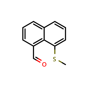 Chemical structure of 8-(methylthio)-1-naphthaldehyde , CAS 85865-00-5, AChemBlock AD295350