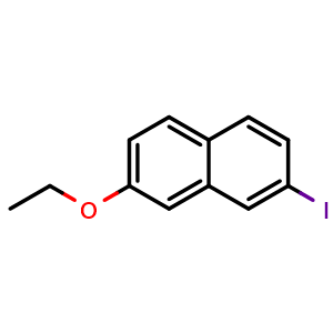 Chemical structure of 2-ethoxy-7-iodonaphthalene , CAS 2969334-26-5, AChemBlock AD295375