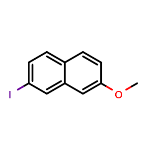 Chemical structure of 2-iodo-7-methoxynaphthalene , CAS 128542-48-3, AChemBlock AD295378