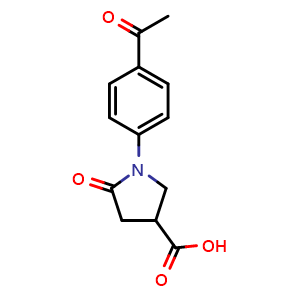 Chemical structure of 1-(4-acetylphenyl)-5-oxopyrrolidine-3-carboxylic acid , CAS 100394-11-4, AChemBlock AD295383