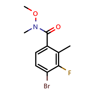Chemical structure of 4-Bromo-3-fluoro-N-methoxy-N,2-dimethylbenzamide , CAS 2388489-22-1, AChemBlock AD295399