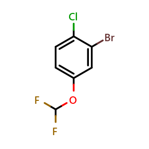 Chemical structure of 2-bromo-1-chloro-4-(difluoromethoxy)benzene , CAS 1000574-90-2, AChemBlock AD295401