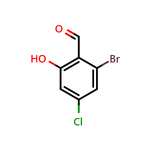 Chemical structure of 2-bromo-4-chloro-6-hydroxybenzaldehyde , CAS 814263-37-1, AChemBlock AD295422