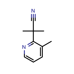Chemical structure of 2-methyl-2-(3-methylpyridin-2-yl)propanenitrile , CAS 1232431-65-0, AChemBlock AD295424
