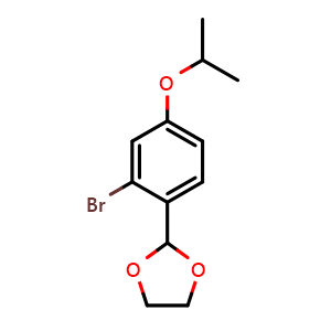 Chemical structure of 2-(2-bromo-4-isopropoxyphenyl)-1,3-dioxolane , CAS 2918926-94-8, AChemBlock AD295427
