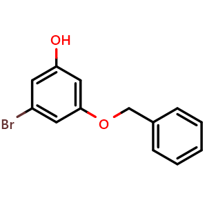Chemical structure of 3-(benzyloxy)-5-bromophenol , CAS 1823803-79-7, AChemBlock AD295428