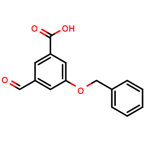 Chemical structure of 3-(benzyloxy)-5-formylbenzoic acid , CAS 1022160-00-4, AChemBlock AD295429
