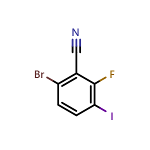 Chemical structure of 6-bromo-2-fluoro-3-iodobenzonitrile , CAS 217816-65-4, AChemBlock AD295432