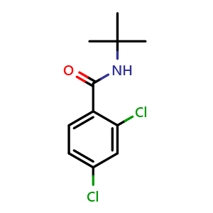 Chemical structure of N-(tert-butyl)-2,4-dichlorobenzamide , CAS 61176-08-7, AChemBlock AD295436