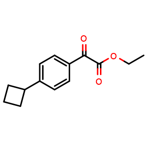 Chemical structure of ethyl 2-(4-cyclobutylphenyl)-2-oxoacetate , CAS 1898138-62-9, AChemBlock AD295460