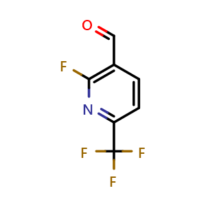 Chemical structure of 2-Fluoro-6-(trifluoromethyl)nicotinaldehyde , CAS 1227599-54-3, AChemBlock AD295463