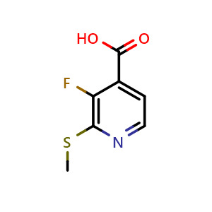 Chemical structure of 3-fluoro-2-(methylthio)isonicotinic acid , CAS 1601019-05-9, AChemBlock AD295465