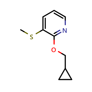 Chemical structure of 2-(cyclopropylmethoxy)-3-(methylthio)pyridine , CAS 2918950-49-7, AChemBlock AD295471