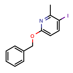 Chemical structure of 6-(benzyloxy)-3-iodo-2-methylpyridine , CAS 1846584-71-1, AChemBlock AD295474