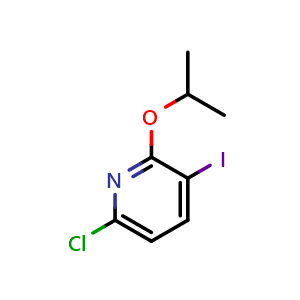 Chemical structure of 6-chloro-3-iodo-2-isopropoxypyridine , CAS 2918921-88-5, AChemBlock AD295478