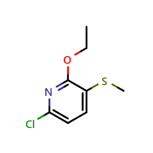 Chemical structure of 6-chloro-2-ethoxy-3-(methylthio)pyridine , CAS 2918903-58-7, AChemBlock AD295488