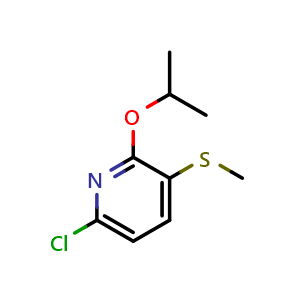 Chemical structure of 6-chloro-2-isopropoxy-3-(methylthio)pyridine , CAS 2918943-94-7, AChemBlock AD295489