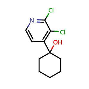 Chemical structure of 1-(2,3-dichloropyridin-4-yl)cyclohexanol , CAS 2918888-29-4, AChemBlock AD295495