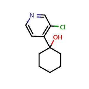 Chemical structure of 1-(3-chloropyridin-4-yl)cyclohexanol , CAS 2901083-13-2, AChemBlock AD295496