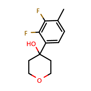 Chemical structure of 4-(2,3-difluoro-4-methylphenyl)tetrahydro-2H-pyran-4-ol , CAS 1697638-51-9, AChemBlock AD295498