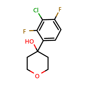 Chemical structure of 4-(3-chloro-2,4-difluorophenyl)tetrahydro-2H-pyran-4-ol , CAS 2901083-14-3, AChemBlock AD295509