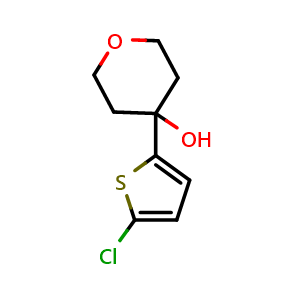 Chemical structure of 4-(5-chlorothiophen-2-yl)tetrahydro-2H-pyran-4-ol , CAS 1522784-89-9, AChemBlock AD295513