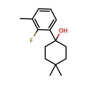Chemical structure of 1-(2-fluoro-3-methylphenyl)-4,4-dimethylcyclohexanol , CAS 2918929-30-1, AChemBlock AD295514