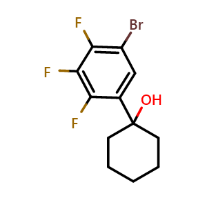Chemical structure of 1-(5-bromo-2,3,4-trifluorophenyl)cyclohexanol , CAS 2901066-48-4, AChemBlock AD295520