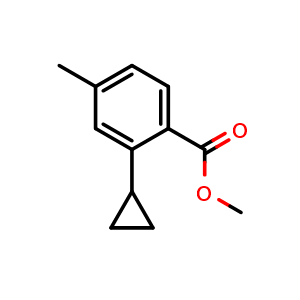 Chemical structure of methyl 2-cyclopropyl-4-methylbenzoate , CAS 2742659-16-9, AChemBlock AD295523