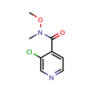 Chemical structure of 3-chloro-N-methoxy-N-methylisonicotinamide , CAS 1187669-51-7, AChemBlock AD295525