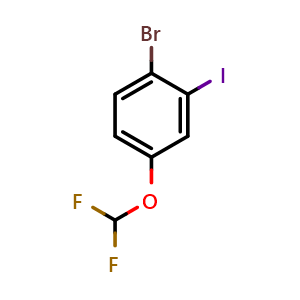 Chemical structure of 1-Bromo-4-(difluoromethoxy)-2-iodobenzene , CAS 1261446-42-7, AChemBlock AD295531