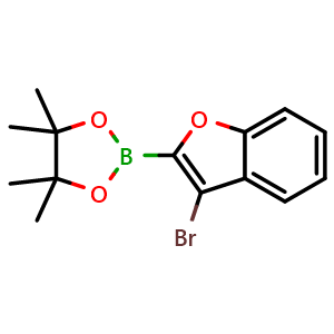 Chemical structure of 2-(3-bromobenzofuran-2-yl)-4,4,5,5-tetramethyl-1,3,2-dioxaborolane , CAS 3067549-09-8, AChemBlock AD295534