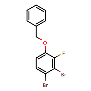 Chemical structure of 1-(benzyloxy)-3,4-dibromo-2-fluorobenzene , CAS 1881295-70-0, AChemBlock AD295552
