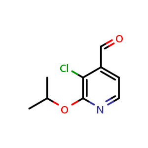 Chemical structure of 3-chloro-2-isopropoxyisonicotinaldehyde , CAS 1289102-27-7, AChemBlock AD295554