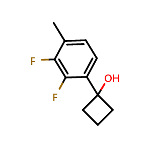 Chemical structure of 1-(2,3-difluoro-4-methylphenyl)cyclobutanol , CAS 1693640-34-4, AChemBlock AD295556