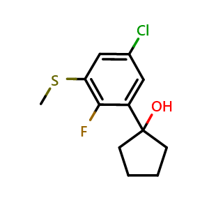 Chemical structure of 1-(5-chloro-2-fluoro-3-(methylthio)phenyl)cyclopentanol , CAS 2918831-49-7, AChemBlock AD295559