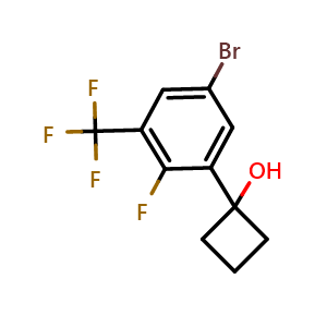 Chemical structure of 1-(5-bromo-2-fluoro-3-(trifluoromethyl)phenyl)cyclobutanol , CAS 2918839-87-7, AChemBlock AD295564