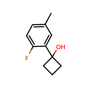 Chemical structure of 1-(2-fluoro-5-methylphenyl)cyclobutanol , CAS 1526006-06-3, AChemBlock AD295565
