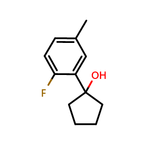 Chemical structure of 1-(2-fluoro-5-methylphenyl)cyclopentanol , CAS 1341302-84-8, AChemBlock AD295566