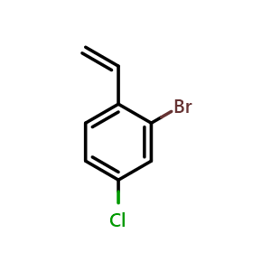 Chemical structure of 2-bromo-4-chloro-1-vinylbenzene , CAS 1507312-72-2, AChemBlock AD295568